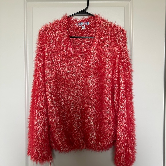 Red urban outfitters fuzzy sweater - Picture 2 of 4